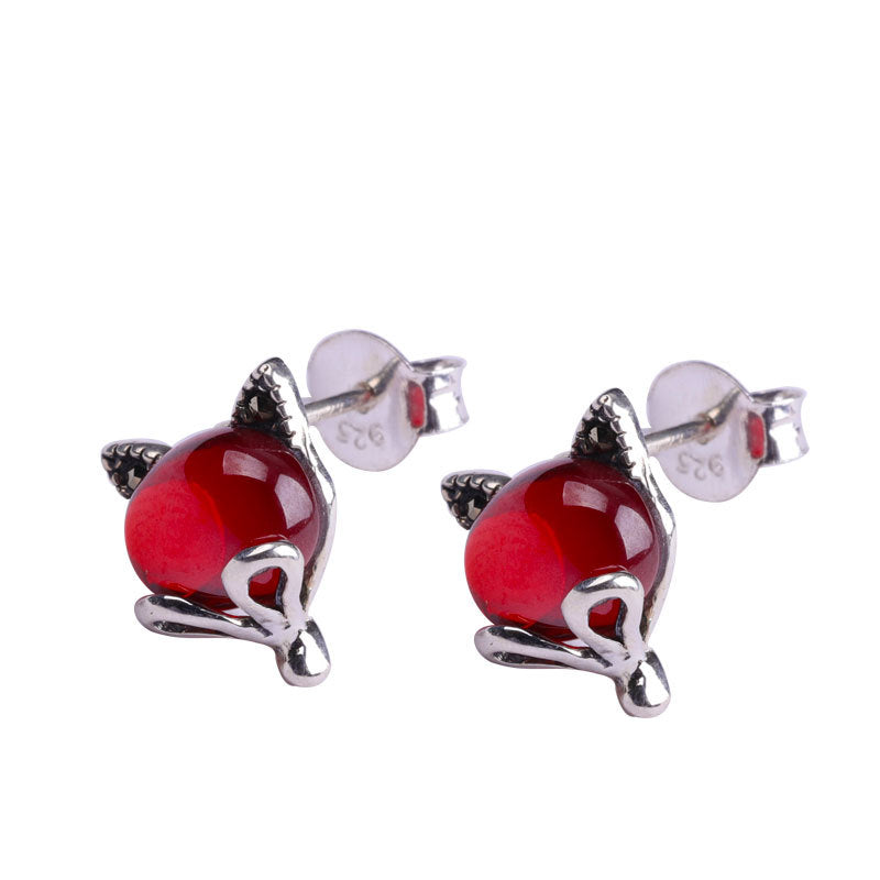 Red Crystal Fox S925 Studs for Women