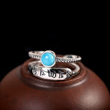 Turquoise S925 Silver Adjustable Ring for Women