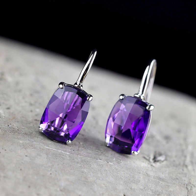 Amethyst Elegance: 925 Silver Drop Earrings