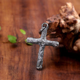 Rustic Textured Sterling Silver Cross Necklace - Unisex