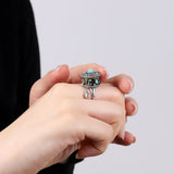 Turquoise & Silver Vintage Spinner Ring, Unisex