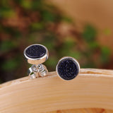 S925 Silver Onyx Studs - Modern Elegance