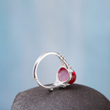 Sterling Silver Blossom Ruby Ring - Timeless Elegance