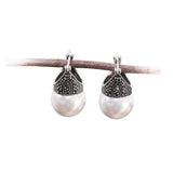 Vintage Pearl Drop Earrings, 925 Sterling Silver