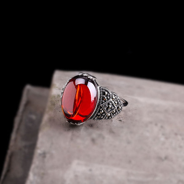 Vintage S925 Silver Ring with Bold Ruby for Collectors