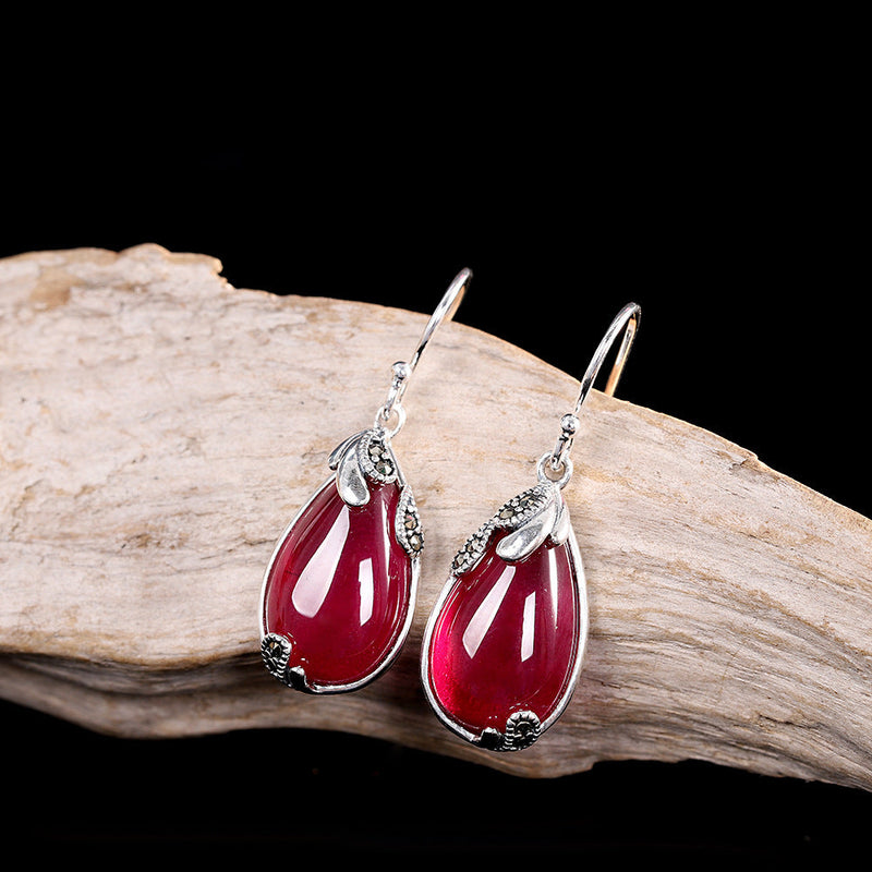 Ruby Blossom Sterling Silver Drop Earrings - Women's Accessories