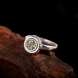 Antique Coin Sterling Silver Unisex Adjustable Ring