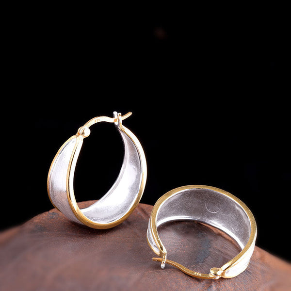 Elegant S925 Silver-Gold Hoops for Modern Women