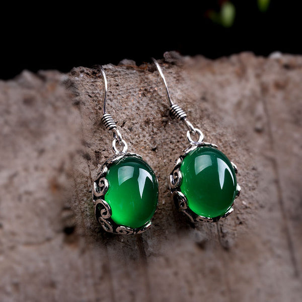 Elegant Emerald Green Jade Earrings for Women