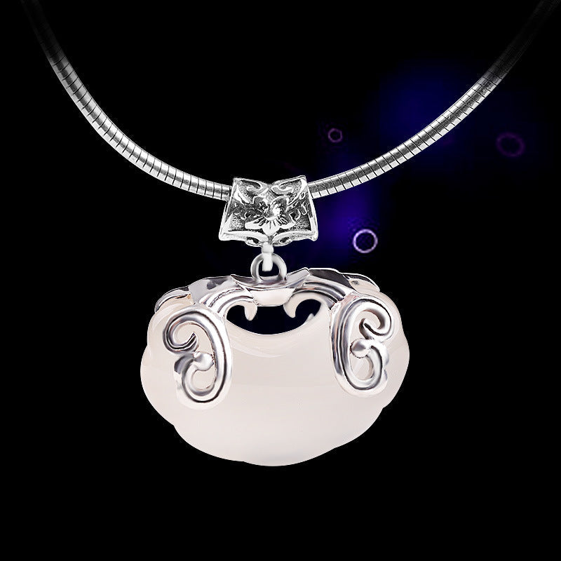 White Jade Elegance S925 Pendant Necklace -