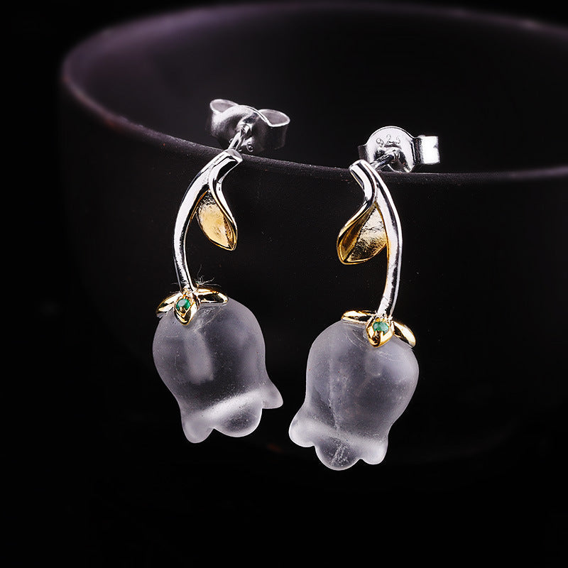 Frosted Tulip Silver Earrings for Elegant Women