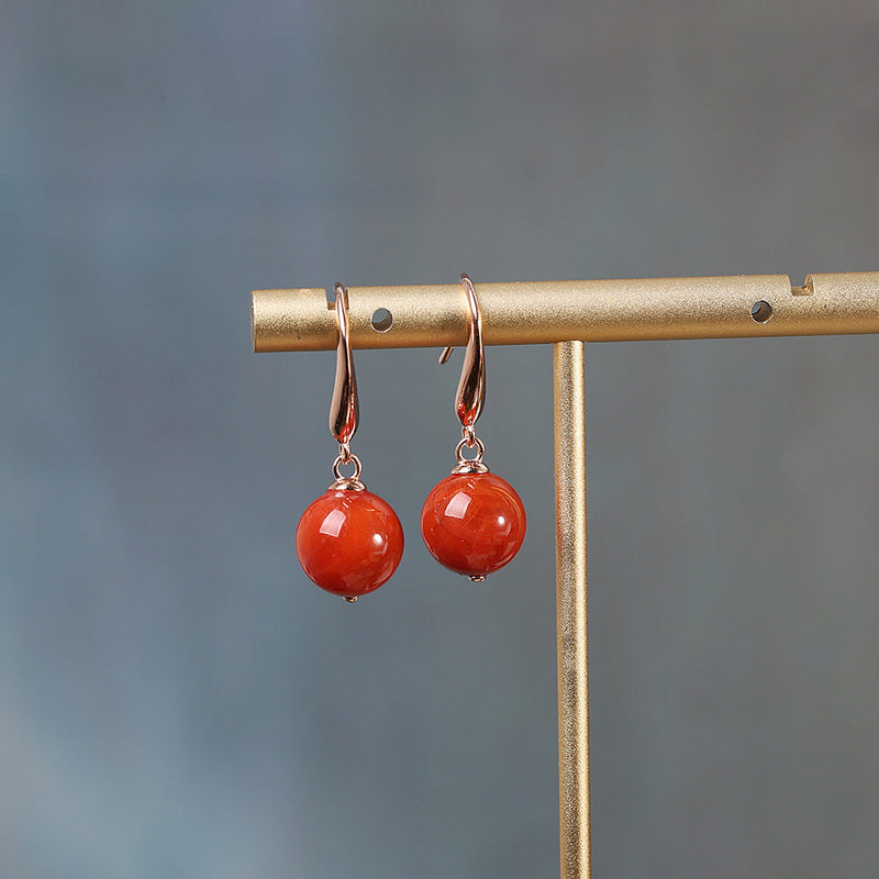 Rose Gold Plated Carnelian Drop Earrings for Women