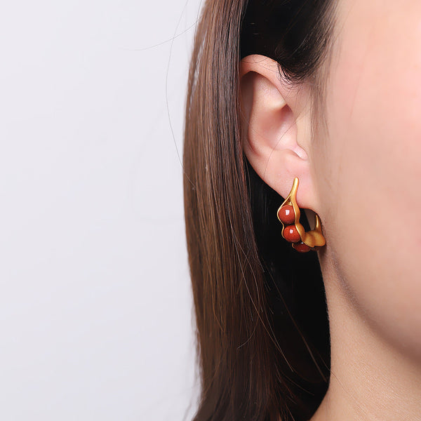 Golden Red Carnelian Earrings - Modern Elegance