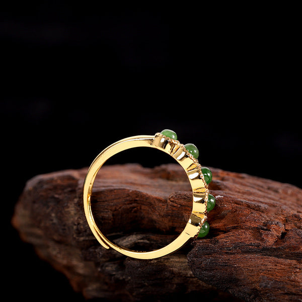 Jade Gemstone Gold Ring for Elegant Women