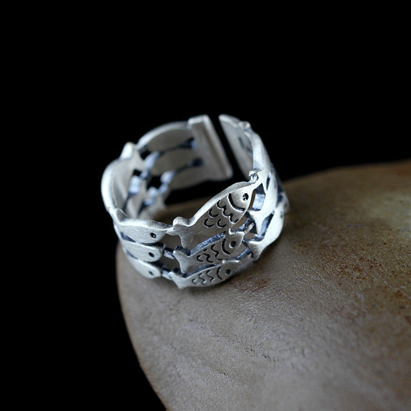 Aquatic Elegance: Sterling Silver Fish Ring