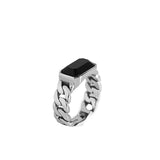 Sterling Silver Black Onyx Chain Ring for Men