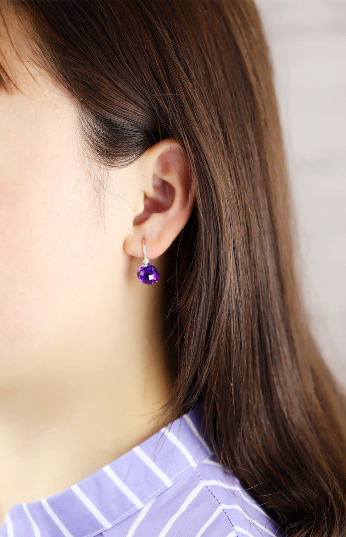 S925 Silver Amethyst Teardrop Earrings for Women