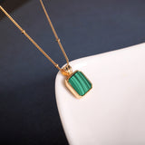 Malachite Gold-Plated Pendant Necklace for Elegant Women