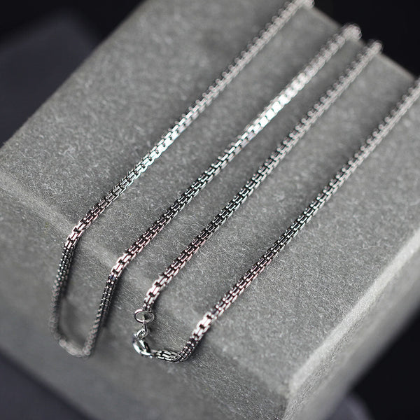 Sterling Silver Box Chain Necklace for Men