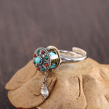 Turquoise & Silver Vintage Spinner Ring, Unisex