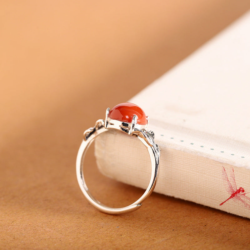 Vintage Silver Ring with Bold Red Garnet