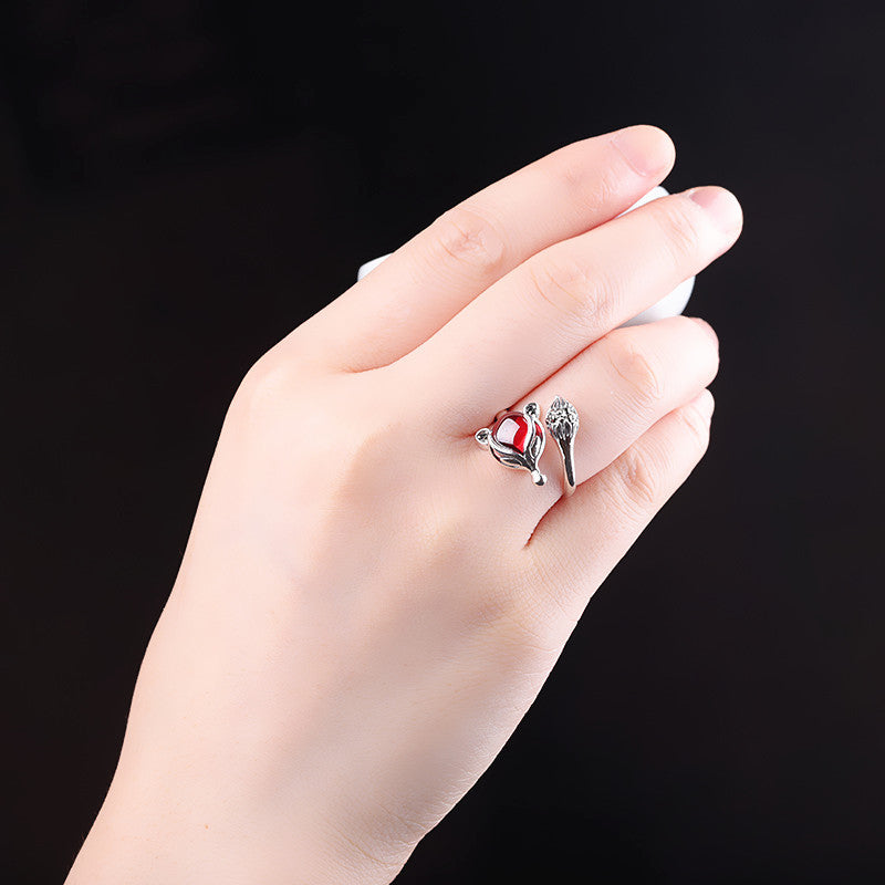 Sterling Silver Fox Gemstone Rings for Women