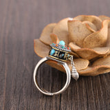 Turquoise & Silver Vintage Spinner Ring, Unisex