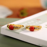 18K Gold Plated Red Agate Earrings for Women