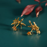 Bamboo Gold Jade Stud Earrings for Elegance