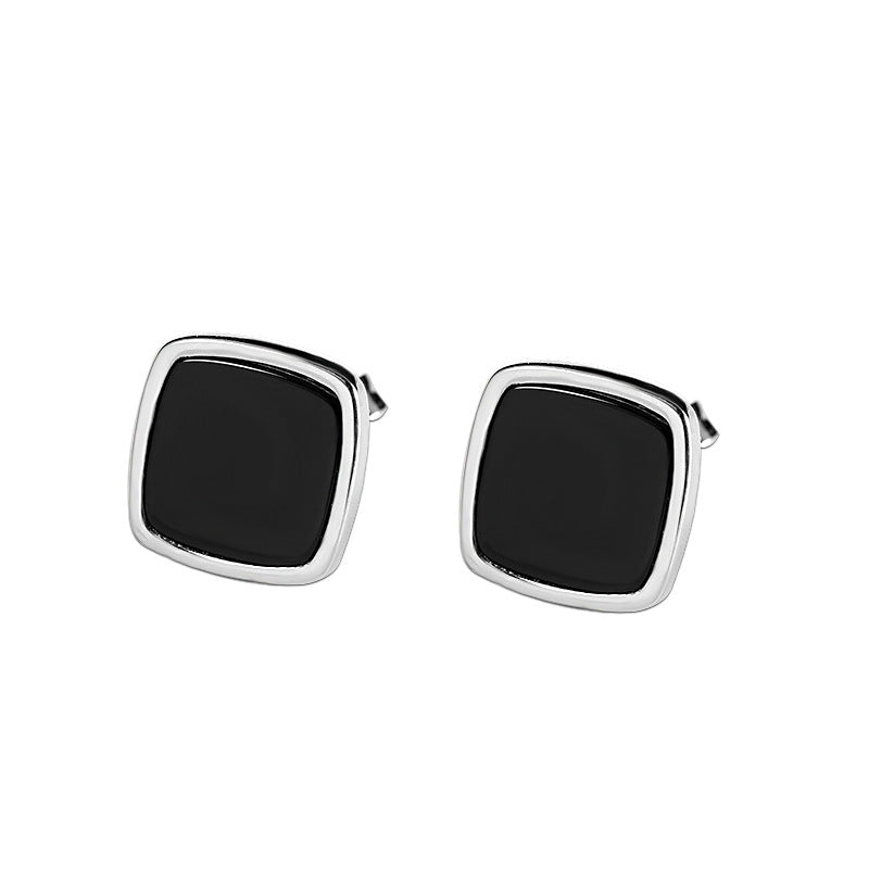 Sterling Silver Black Onyx Studs - Unisex Elegance