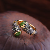 Vintage Gold-Plated Emerald Accent Women's Ring - JZ