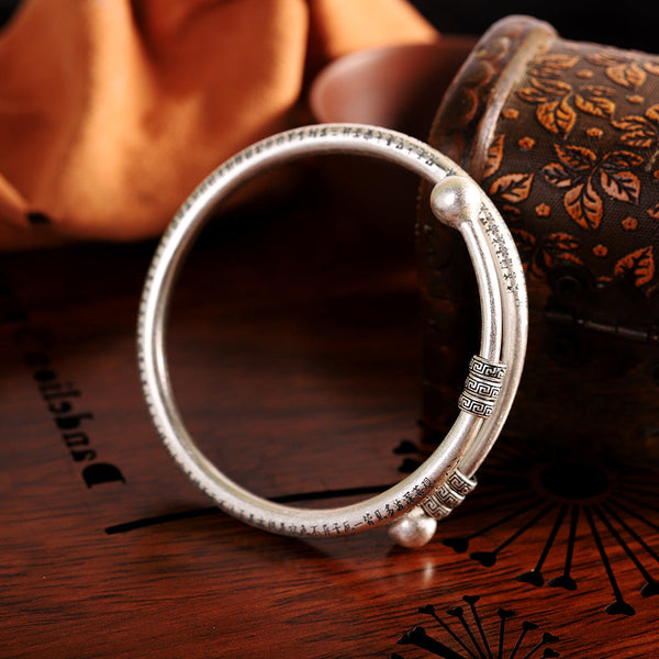 Sterling Silver Engraved Bangle - Timeless Elegance