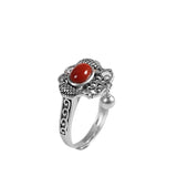 Vintage Silver Koi Ruby Ring for Women