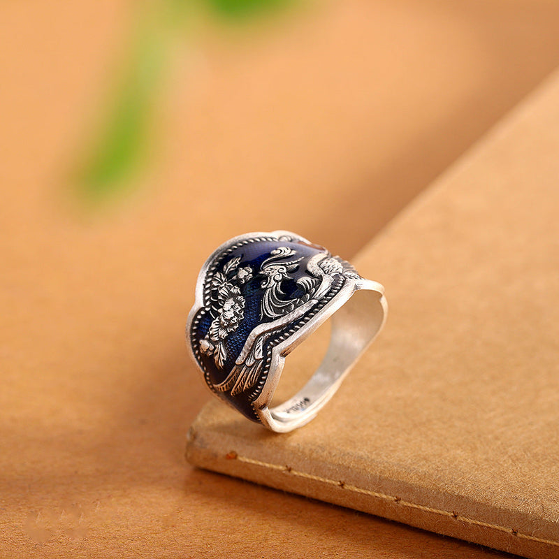Elegant 99.9% Silver Phoenix Lotus Ring for Women