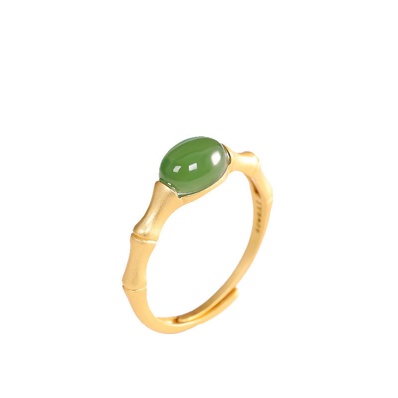 Jade Bamboo Gold-Plated Ring for Elegance - JZ23