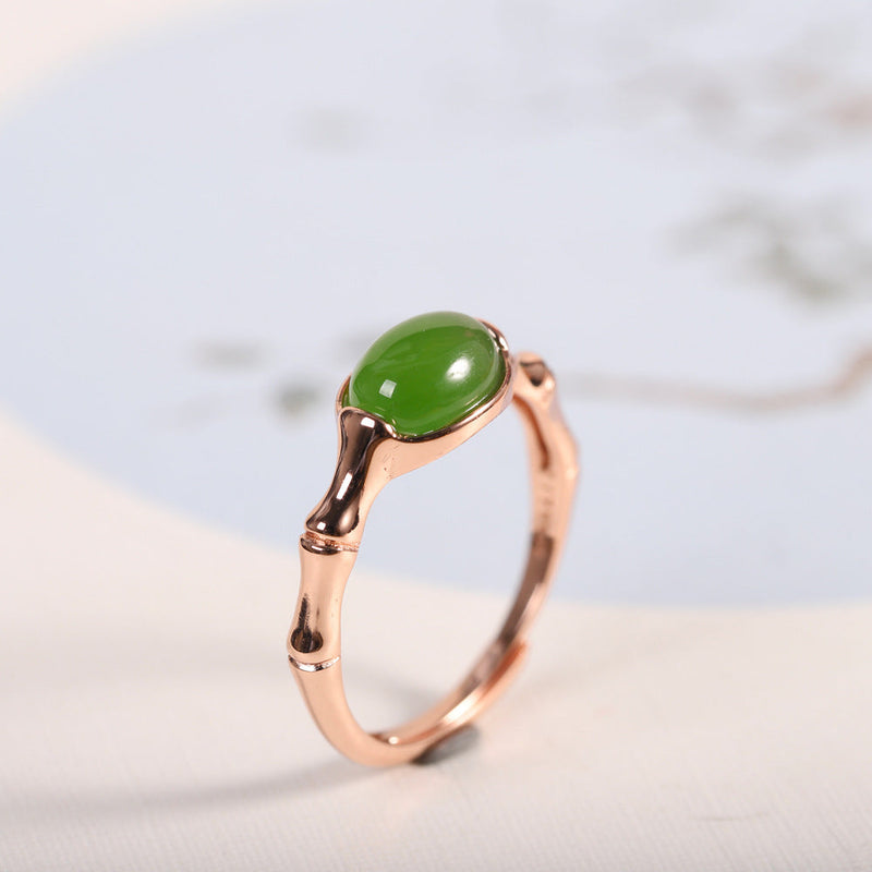 Jade Bamboo Gold-Plated Ring for Elegance - JZ23