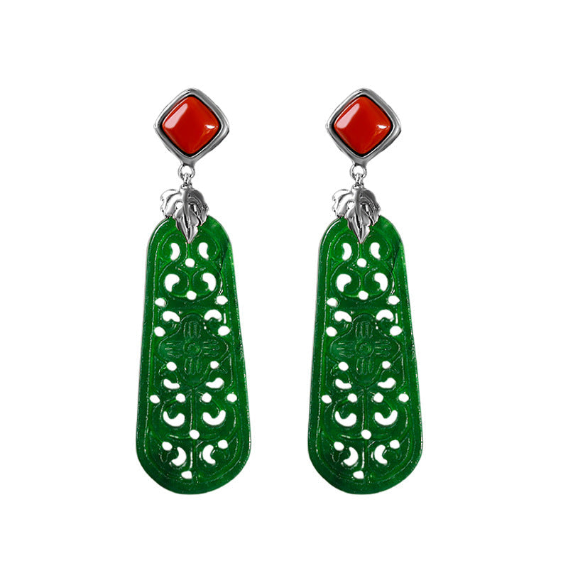 Emerald Jade Dragon Earrings - Exquisite Elegance