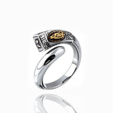 S925 Silver Ring with Golden Lion Emblem