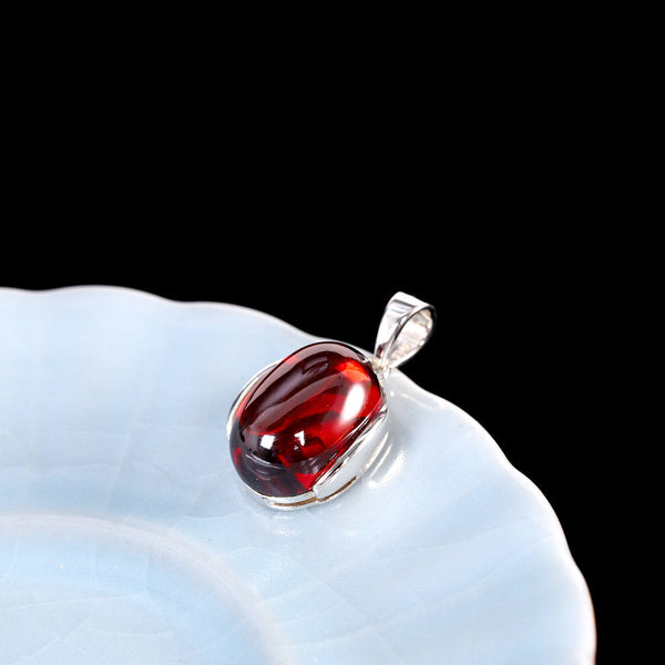 Garnet Sterling Silver Pendant for Elegant Women