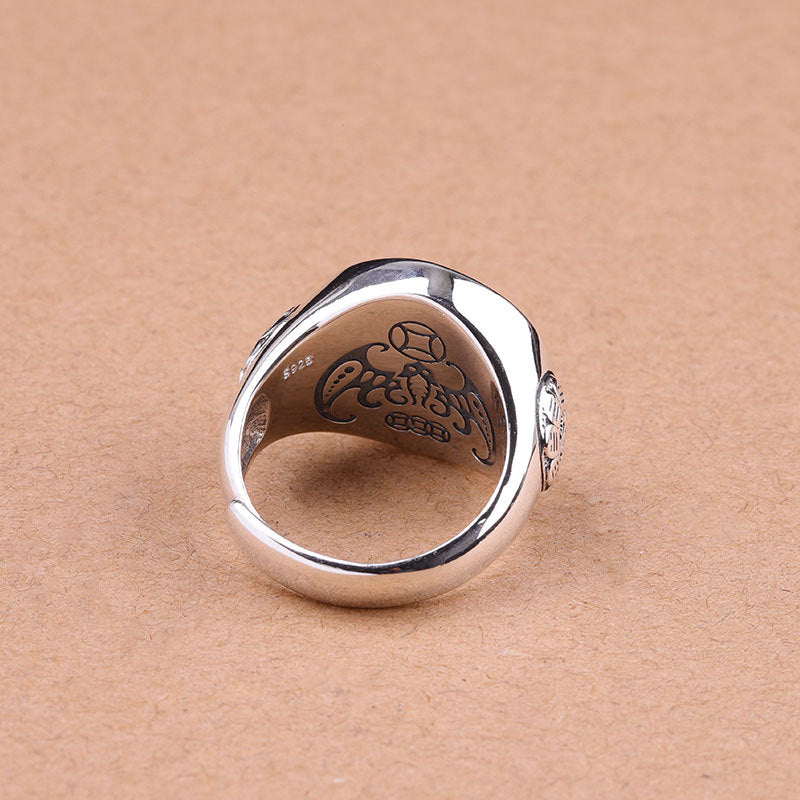 925 Silver Men's Yin-Yang Zodiac Signet Ring