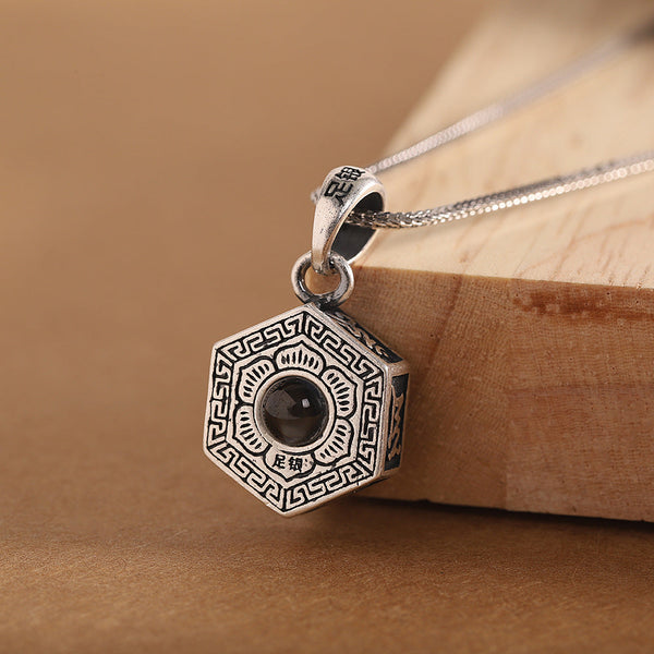 Sterling Silver Hexagon Pendant with Black Onyx