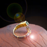 Vintage Gold-Plated Emerald Accent Women's Ring - JZ