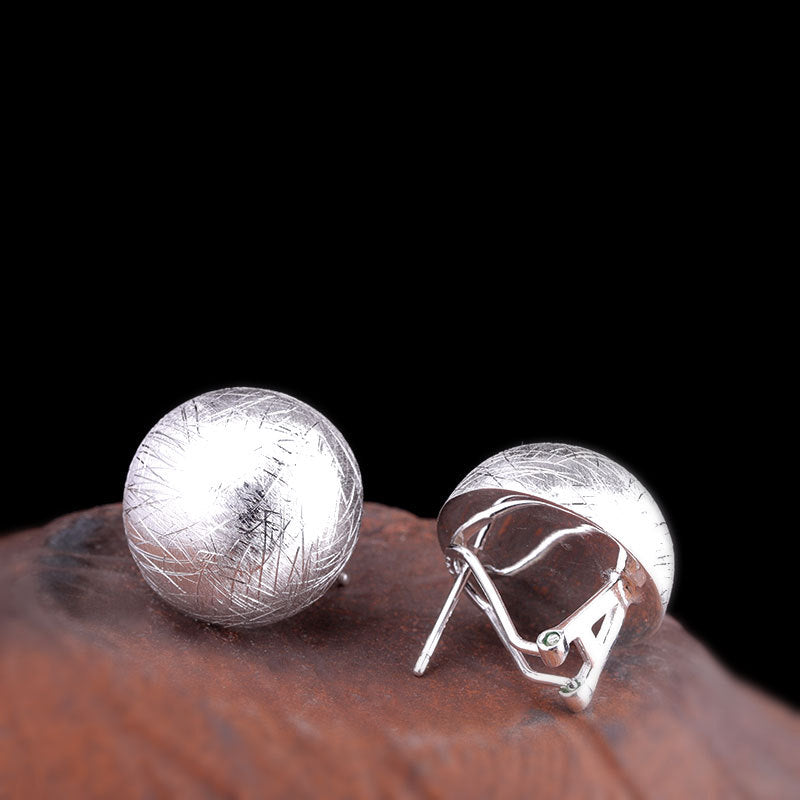 S925 Sterling Silver Hand-Engraved Sphere Earrings
