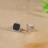 Sterling Silver Black Onyx Studs - Unisex Elegance