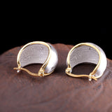 Elegant 925 Silver and Gold Brushed Hoops