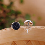 S925 Silver Onyx Studs - Modern Elegance