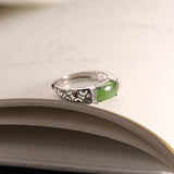 Artisan Silver Jadeite Ring - Elegant, Sophisticated Design