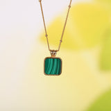 Malachite Gold-Plated Pendant Necklace for Elegant Women