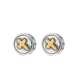 Golden Cross Emblem 925 Silver Stud Earrings