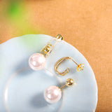 Golden Blossom Stud Earrings with Jade Gemstones